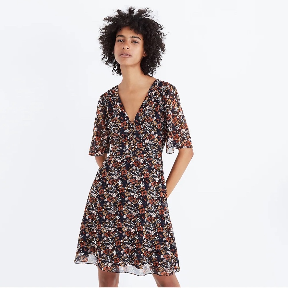 Madewell Orchard Flutter-Sleeve Dress